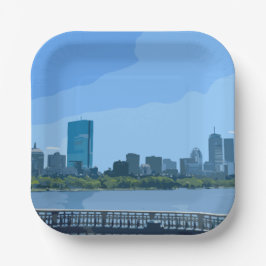 Boston Skyline Charles River Painting Pappteller