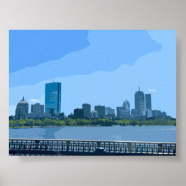 Boston Skyline Charles River Painting Poster