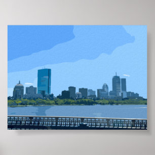 Boston Skyline Charles River Painting Poster