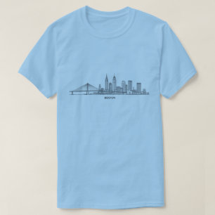 Boston Skyline Detaillierte Linienkunst   Städtisc T-Shirt