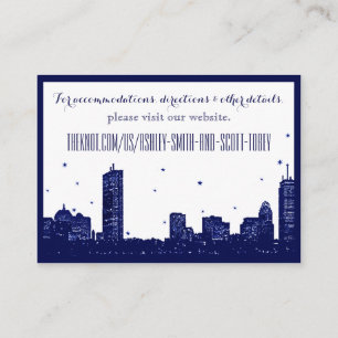 Boston Skyline Dunkles Blau auf weißer Einsteckkar Begleitkarte