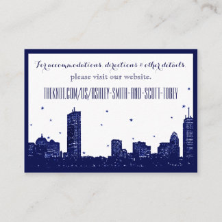 Boston Skyline Dunkles Blau auf weißer Einsteckkar Begleitkarte
