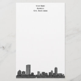 Boston Skyline Etched 01 Stationery Briefpapier