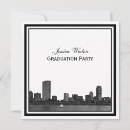 Boston Skyline Etched Gerahmt Graduation Party Einladung
