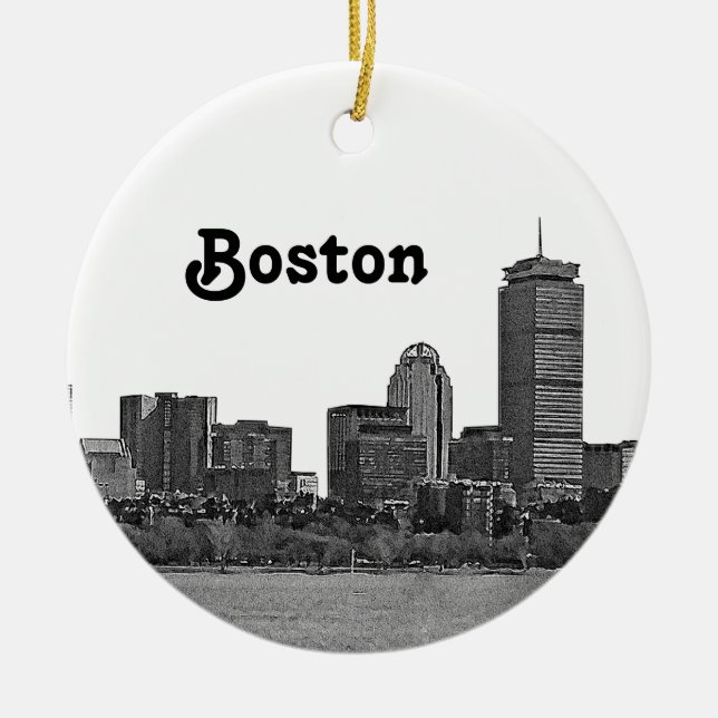 Boston Skyline Etched Keramik Ornament (Vorne)