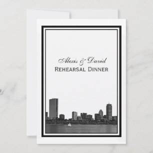 Boston Skyline geätzt gerahmtes Probedinner Einladung