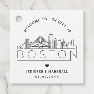 Boston Skyline Hochzeit Begrüßung Geschenkanhänger