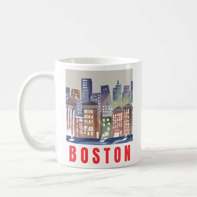 Boston Skyline Kunst: Historische Sehenswürdigkeit Kaffeetasse (Links)