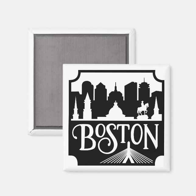 Boston Skyline Magnet (Vorderseite/Rückseite)