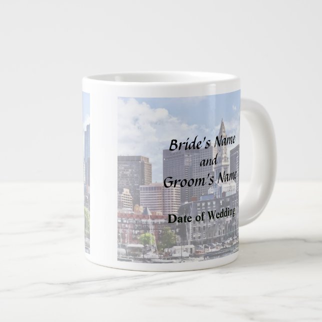 Boston Skyline mit Custom House Tower Jumbo-Tasse (Vorderseite Rechts)