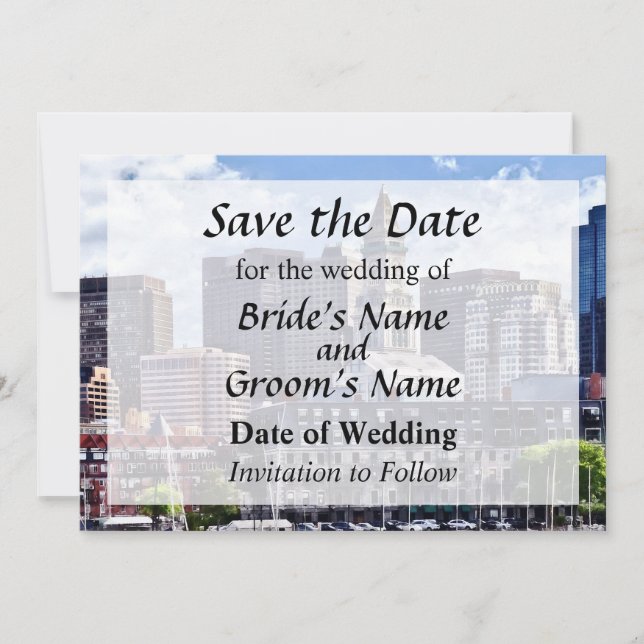 Boston Skyline mit Custom House Tower Save-the-Dat Save The Date (Vorderseite)