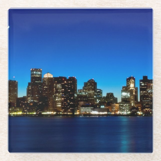 Boston-Skyline mit Mond Glasuntersetzer (Vorderseite)