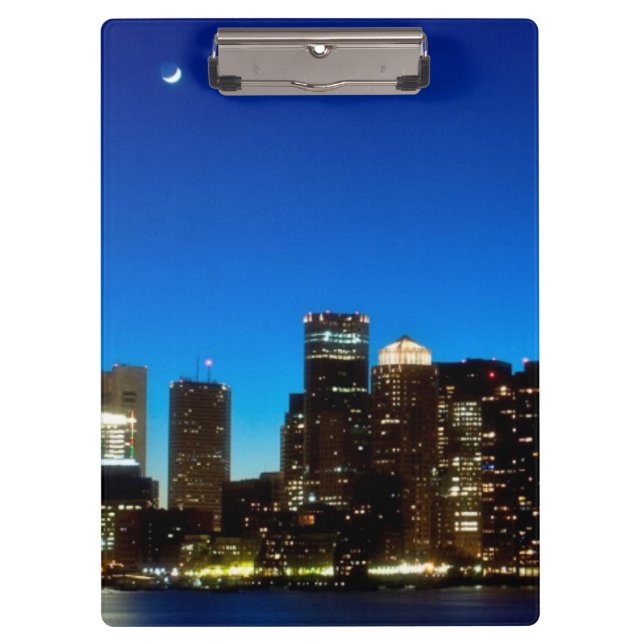 Boston-Skyline mit Mond Klemmbrett (Vorderseite)