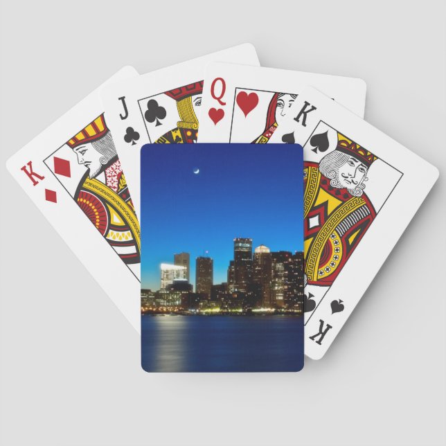 Boston-Skyline mit Mond Spielkarten (Rückseite)