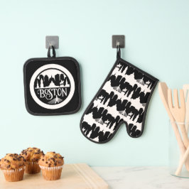 Boston Skyline Ofenhandschuh & Topflappen-Set
