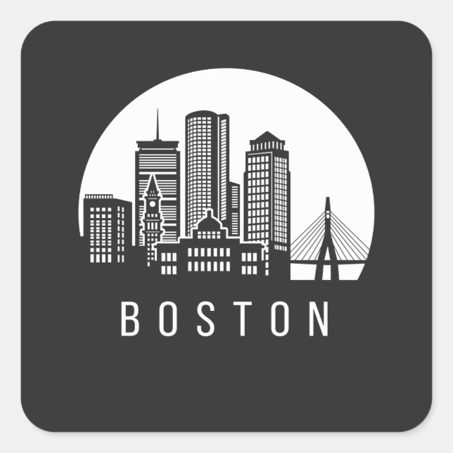 Boston Skyline Quadratischer Aufkleber (Vorderseite)