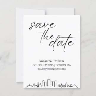 Boston Skyline Save the Date MINIMALISTISCH Einladung