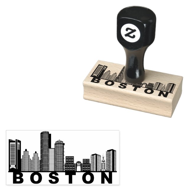 Boston Skyline Silhouette  Gummistempel (Stempel)