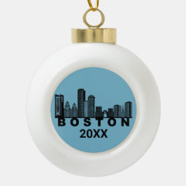 Boston Skyline Silhouette  Keramik Kugel-Ornament