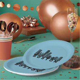 Boston Skyline Silhouette  Pappteller