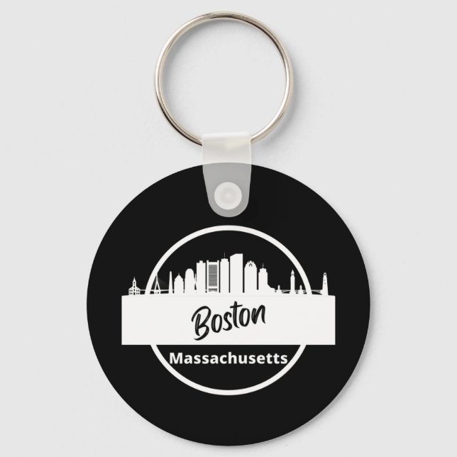 Boston Skyline Silhouette Schlüsselanhänger (Vorderseite)
