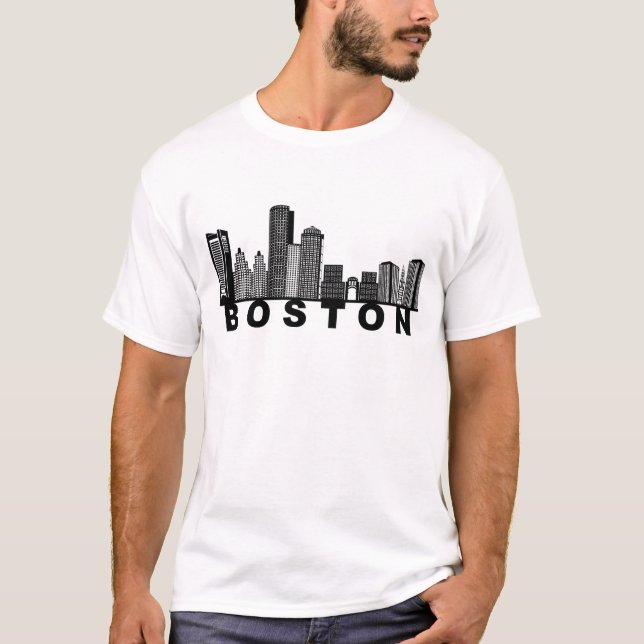 Boston Skyline Silhouette  T-Shirt (Vorderseite)