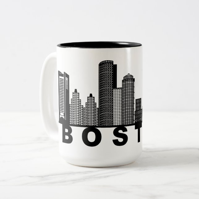 Boston Skyline Silhouette  Zweifarbige Tasse (Vorderseite Links)