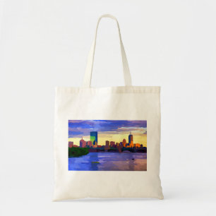 Boston Skyline Sunset Over Bay Tragetasche
