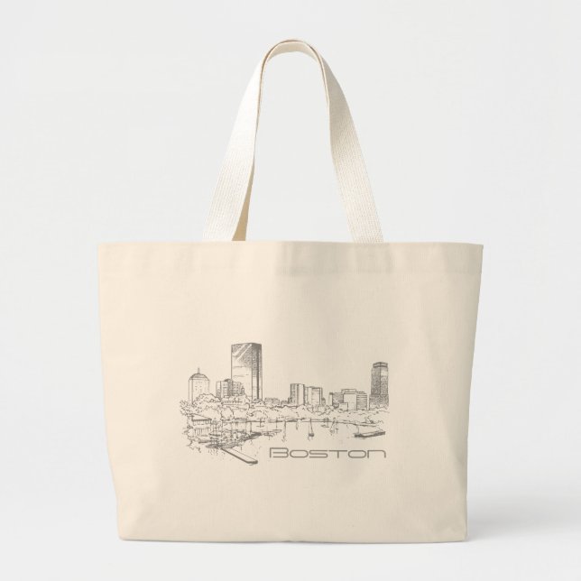 Boston-Skyline-Tasche Jumbo Stoffbeutel (Vorne)