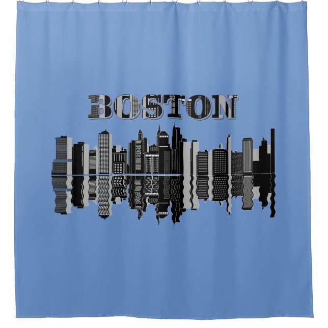 Boston Skyline Typografie Duschvorhang (Vorderseite)