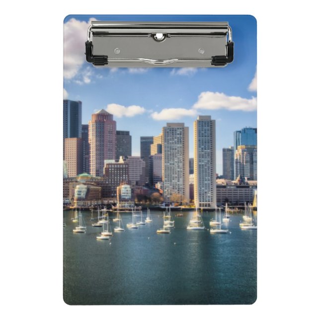 Boston-Skyline von der Ufergegend Mini Klemmbrett (Vorderseite)