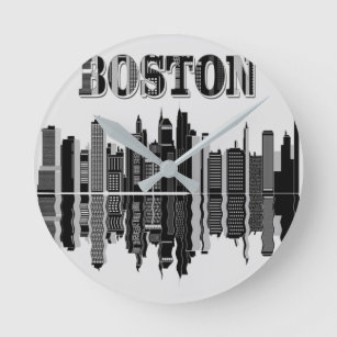 Boston Skyline Wall Clock Runde Wanduhr