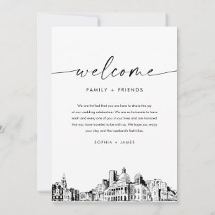 Boston Skyline Wedding Welcome Letter & Timeline Einladung