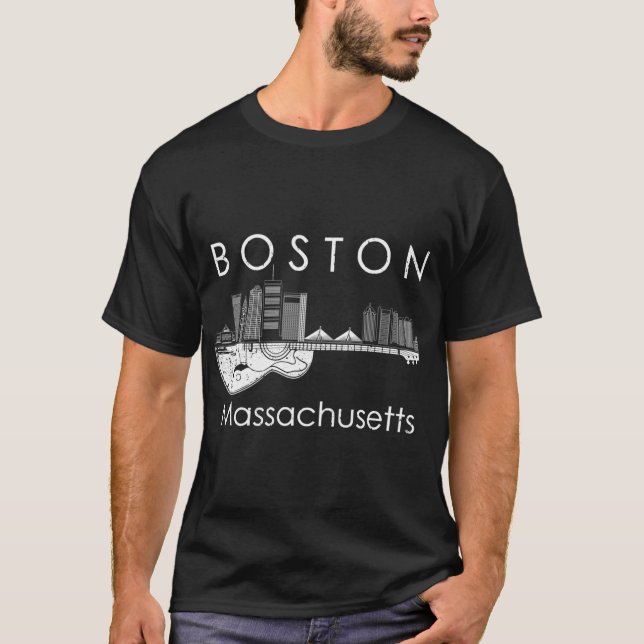Boston Souvenir Men Massachusetts Geschenk Skyline T-Shirt (Vorderseite)