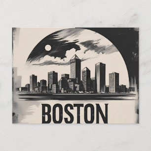 Boston Stadt-Silhouette – Moderne minimalistische Postkarte