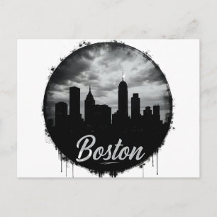 Boston Stadt-Silhouette – Moderne minimalistische  Postkarte