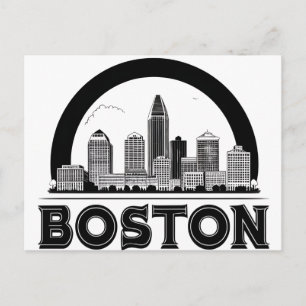 Boston Stadt-Skyline – Moderne minimalistische Sta Postkarte