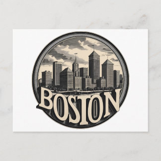 Boston Stadt-Skyline – Moderne minimalistische Sta Postkarte