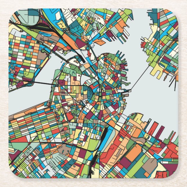 Boston-Stadt USA Rechteckiger Pappuntersetzer (Vorderseite)