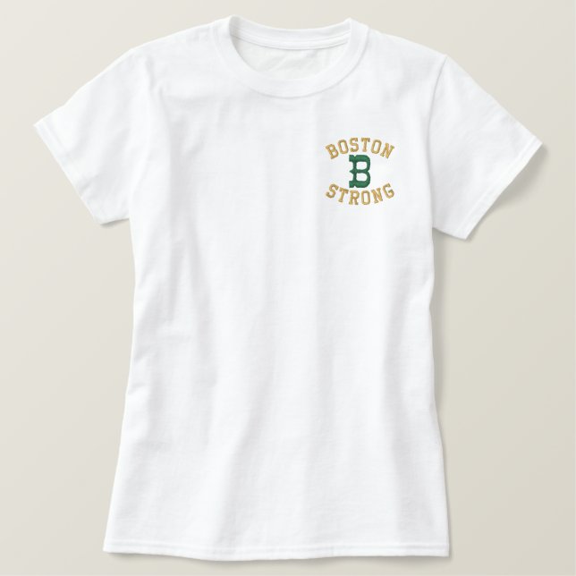 Boston Strong Besticktes T-Shirt (Design vorne)