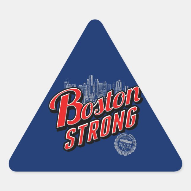 Boston Strong in Rot und Blau Dreieckiger Aufkleber (Vorderseite)