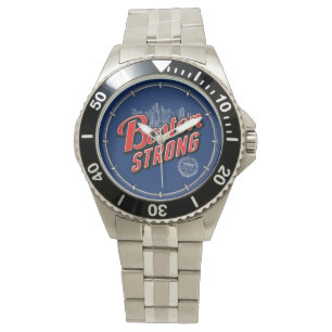 Boston Strong in roter und blauer Dekoration Armbanduhr