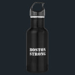 "Boston Strong" schwarz Edelstahlflasche<br><div class="desc">Flasche aus weißem,  schwarzem Edelstahl,  "Boston Strong"</div>