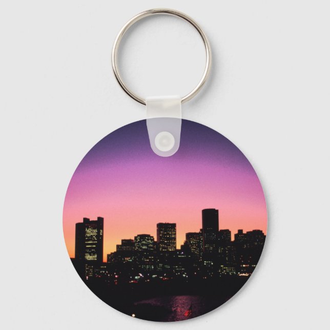 Boston Sunset Skyline ab Hafen .png Schlüsselanhänger (Vorderseite)
