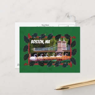Boston Swan Boats - Carte postale Joyeux Vacances