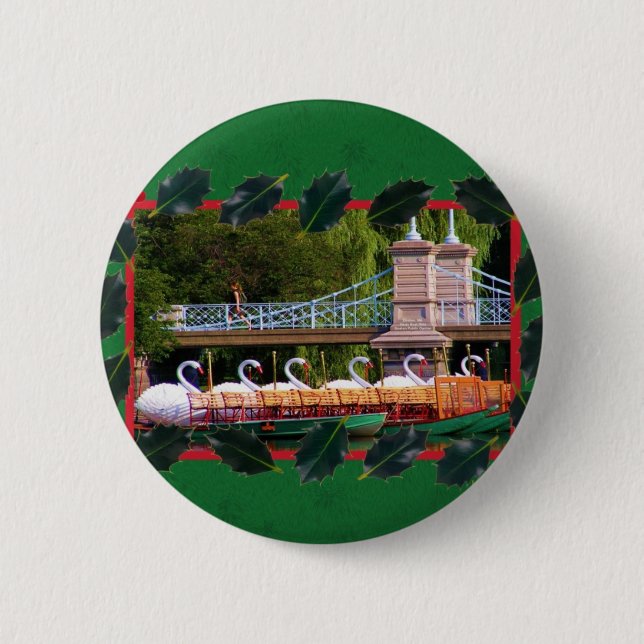 Boston Swan Boats - Happy Holidays Button (Vorderseite)