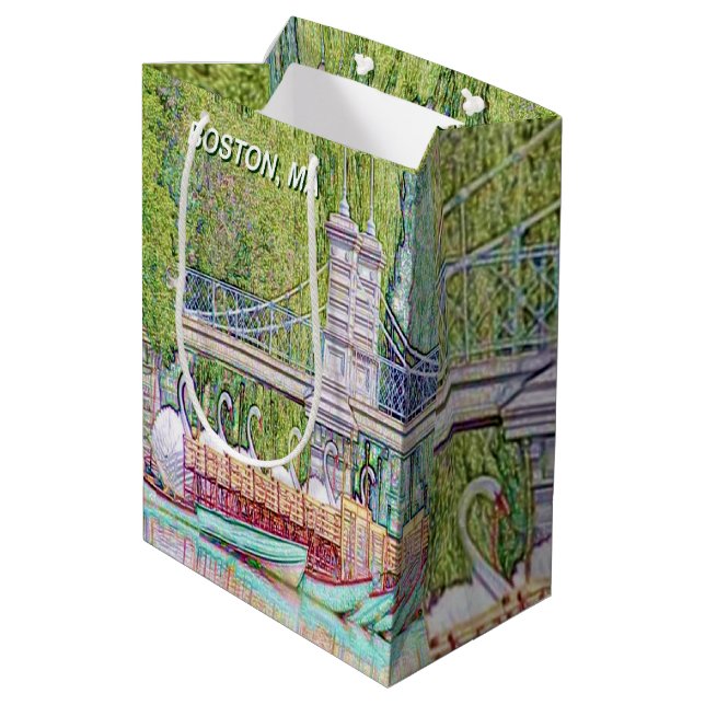 Boston Swan Boats Stift und Tinte Mittlere Geschenktüte (Rückseite Schrägansicht)