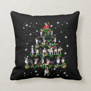 Boston Terrie Weihnachtsbaum abgedeckt durch Flash Kissen