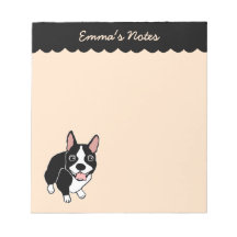 Boston Terrier 5.5" x 6" Benutzerdefinierter Notep