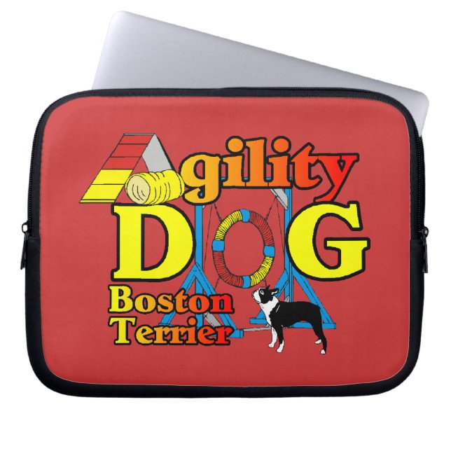 Boston Terrier Agility Laptopschutzhülle (Vorderseite)
